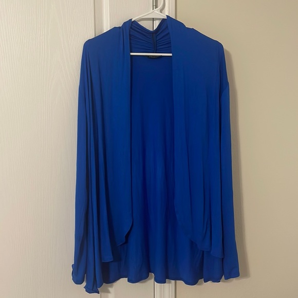 J.M. Fleurette Sweaters - J.M. Fleurette Blue Open Cardigan - XL